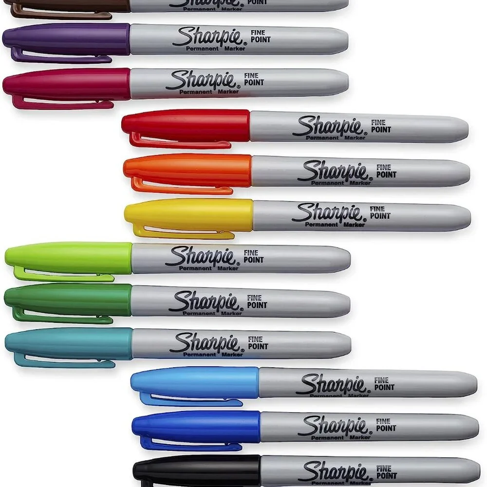 NEW SHARPIE Permanent Markers Fine Point Assorted Colors 12 Count Office School